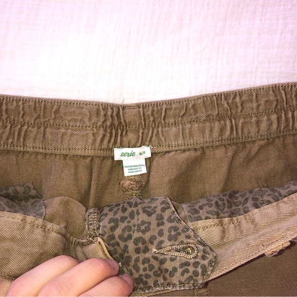Aerie Frayed Hem Dark Beige Shorts - Picture 3 of 4
